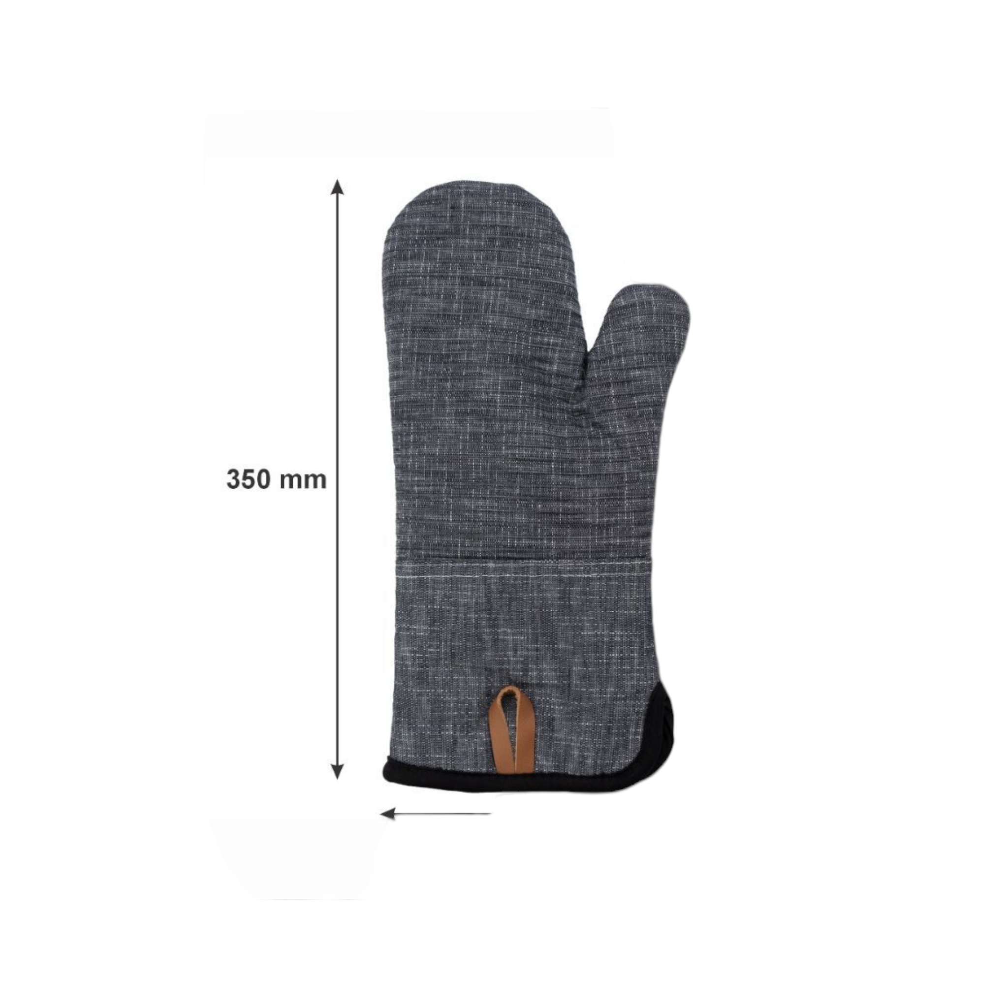 Regent kitchen Silicone and Cotton Oven Glove Black 350x170mm
