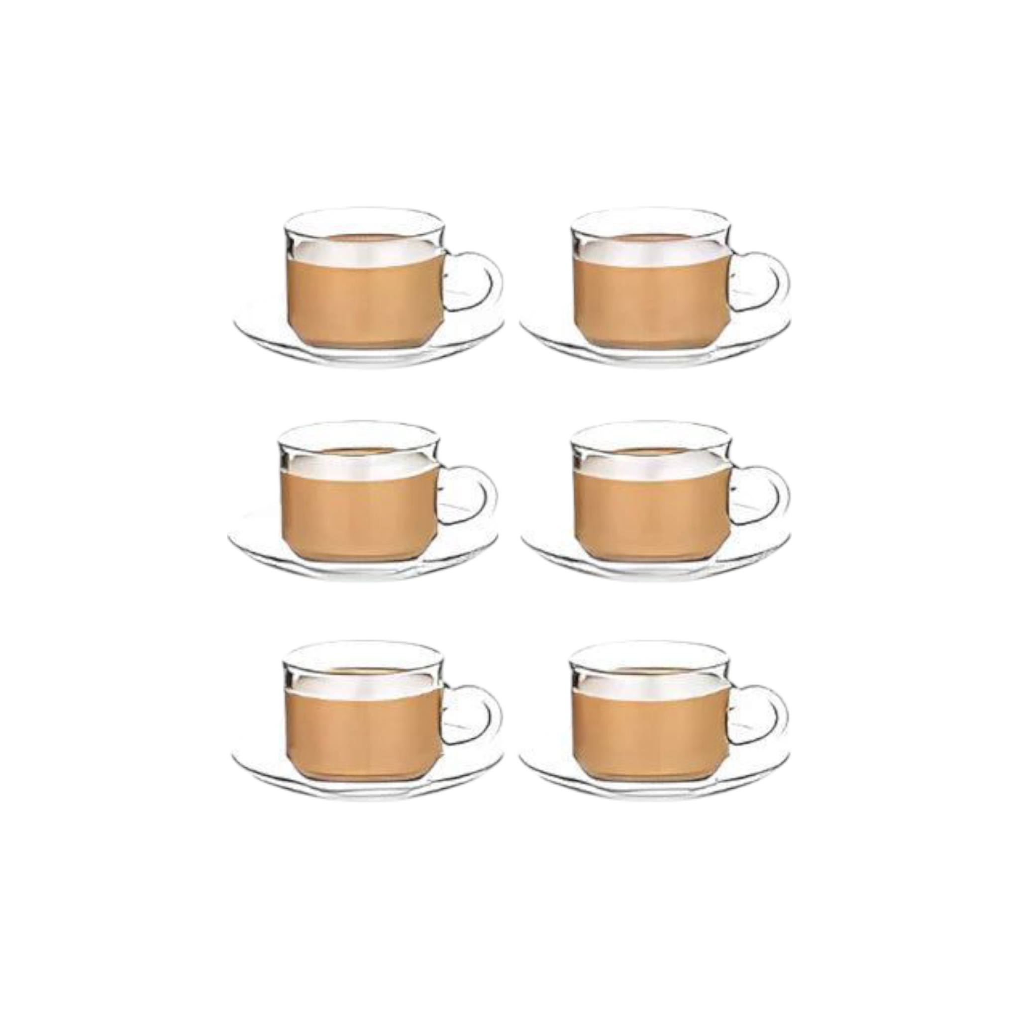 Deli Glass Cup & Saucer Set 12pcs
