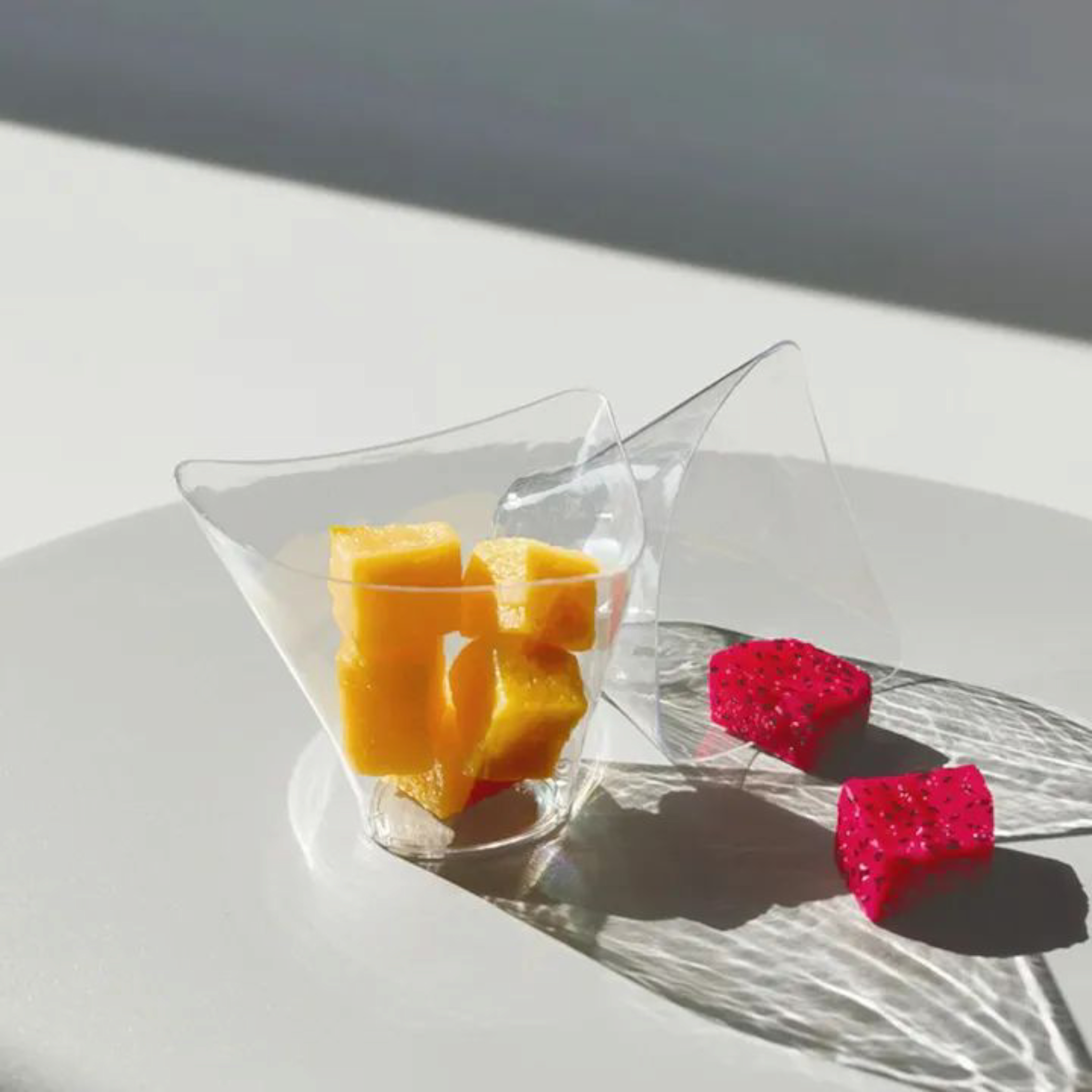 Acrylic Plastic Twisted Triangle Reusable Dessert Cup 100ml 10pack 7.5x3.5x6.2cm