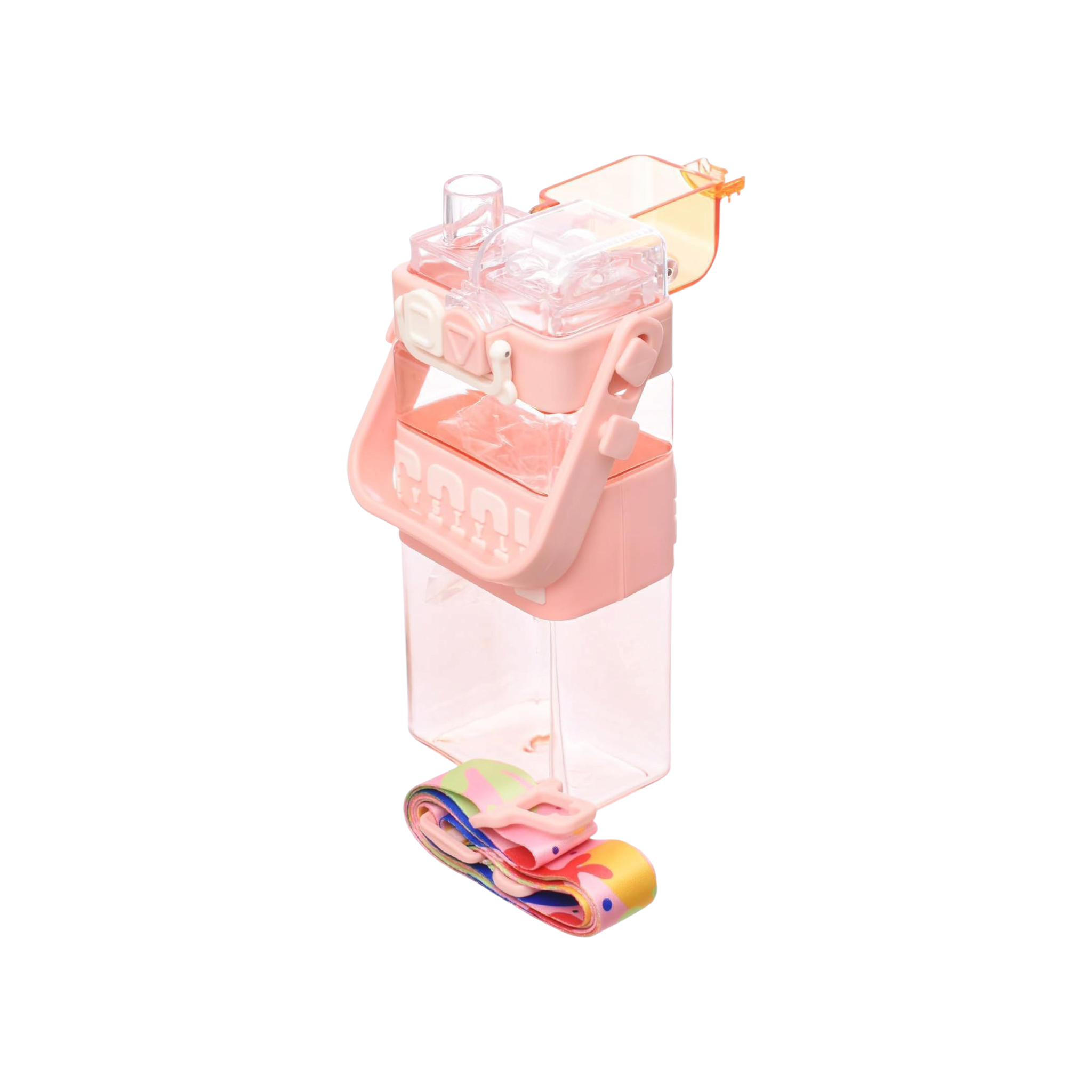 Cute Double Drinking Water Bottle Portable 2 in 1 with Straw 520ml