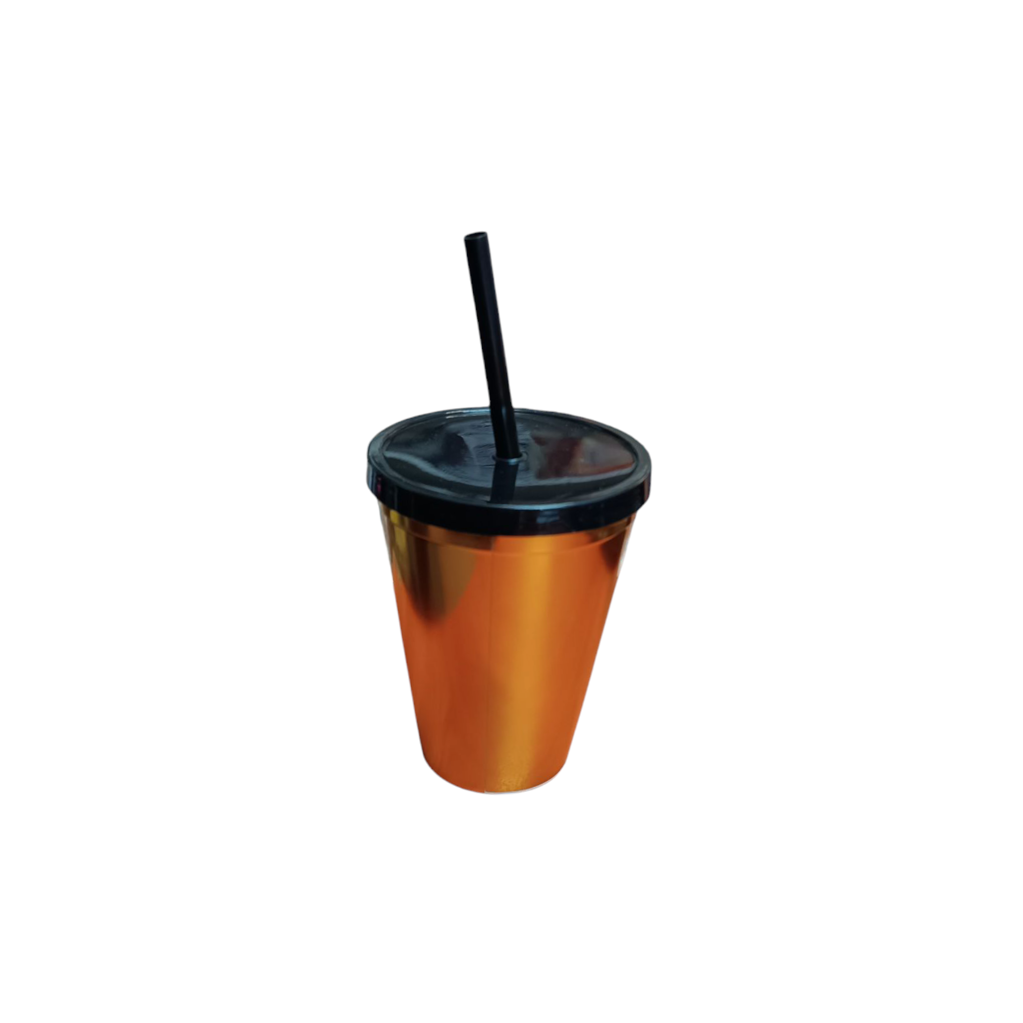 420ml Reusable Metallic Drinking Cup Tumbler with Lid & Straw
