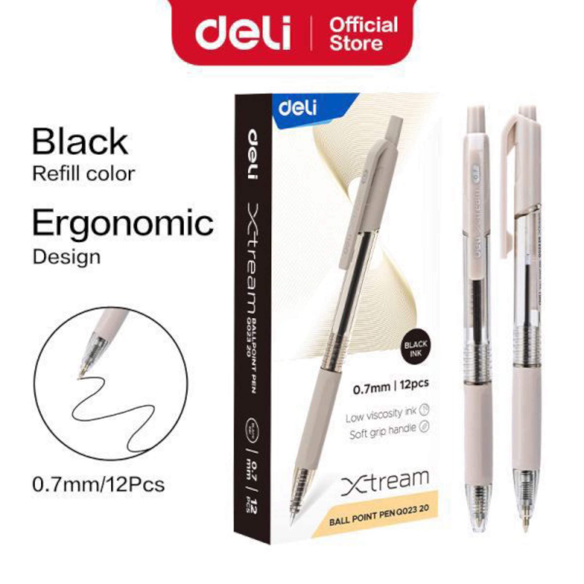 Deli Ball Point Pen Bullet Tip 0.7Mm Black 1pc