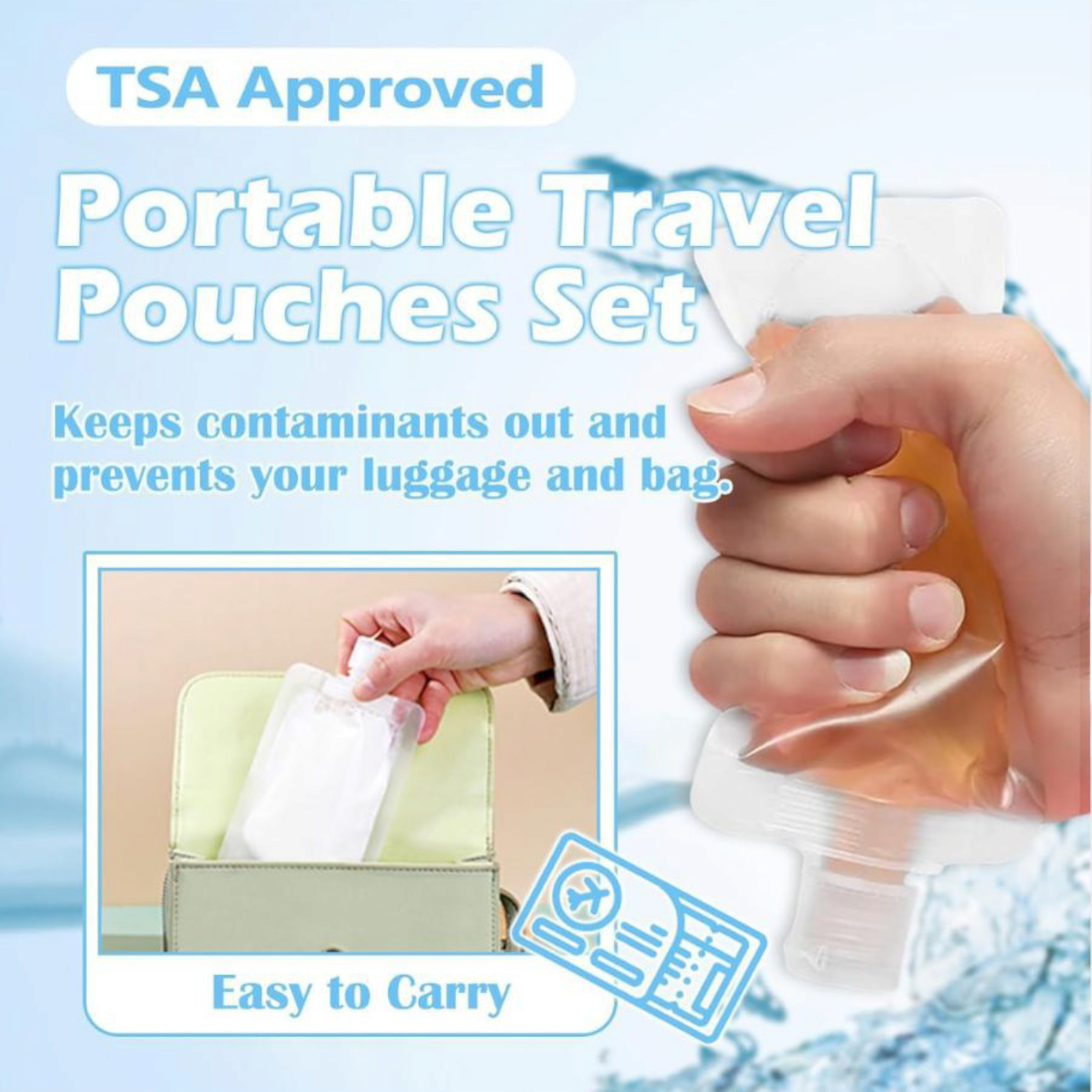 Food Grade Travel Cosmetic Lotion Shampoo Liquid Pouch Bag Sub-Packaging Clear