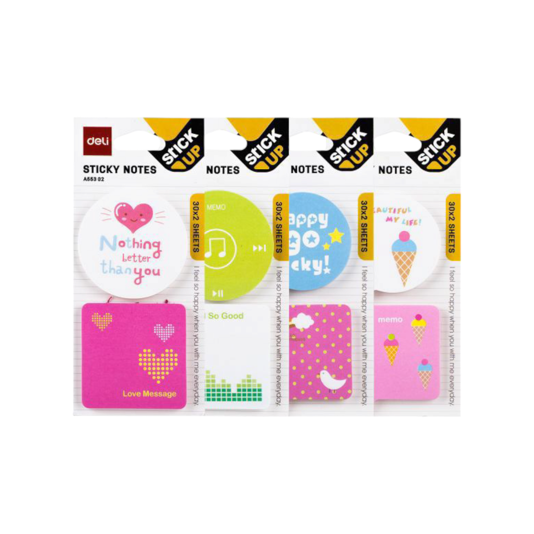 Sticky Notes 51x51Mm 2x30 Sheets Assorted