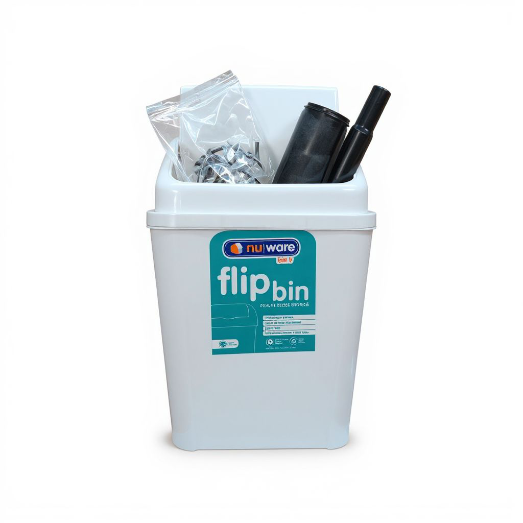 Nu Ware Plastic Flip Dustbin 3pc Set 4-10L-17L