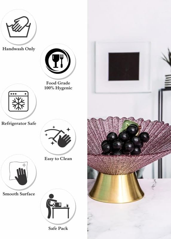 Copper Base Glass Fruit Plater Emma Color 32x14cm