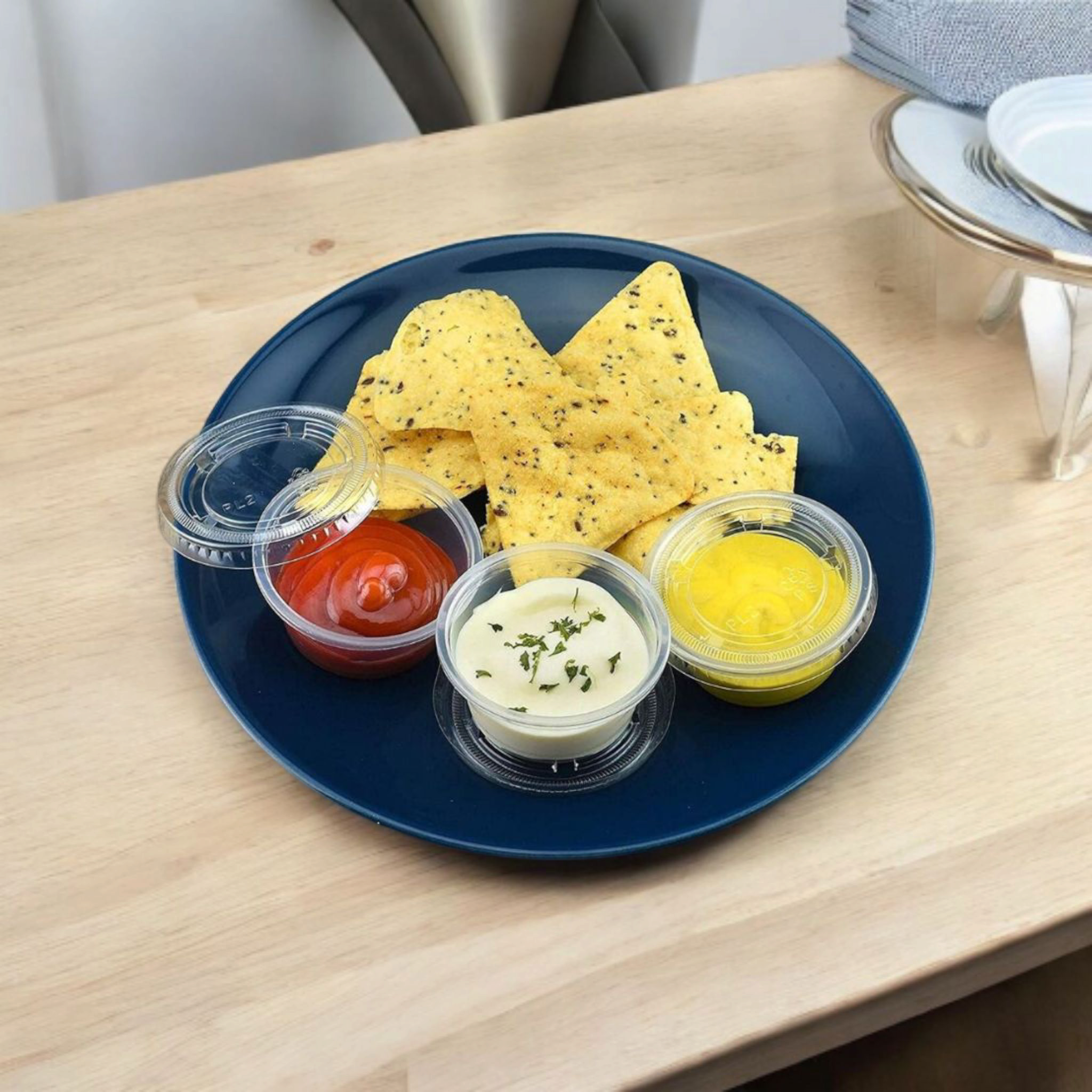 Disposable PP Takeaway Sauce Tubs Round - Plastic Dipping Container with Lid 100pack