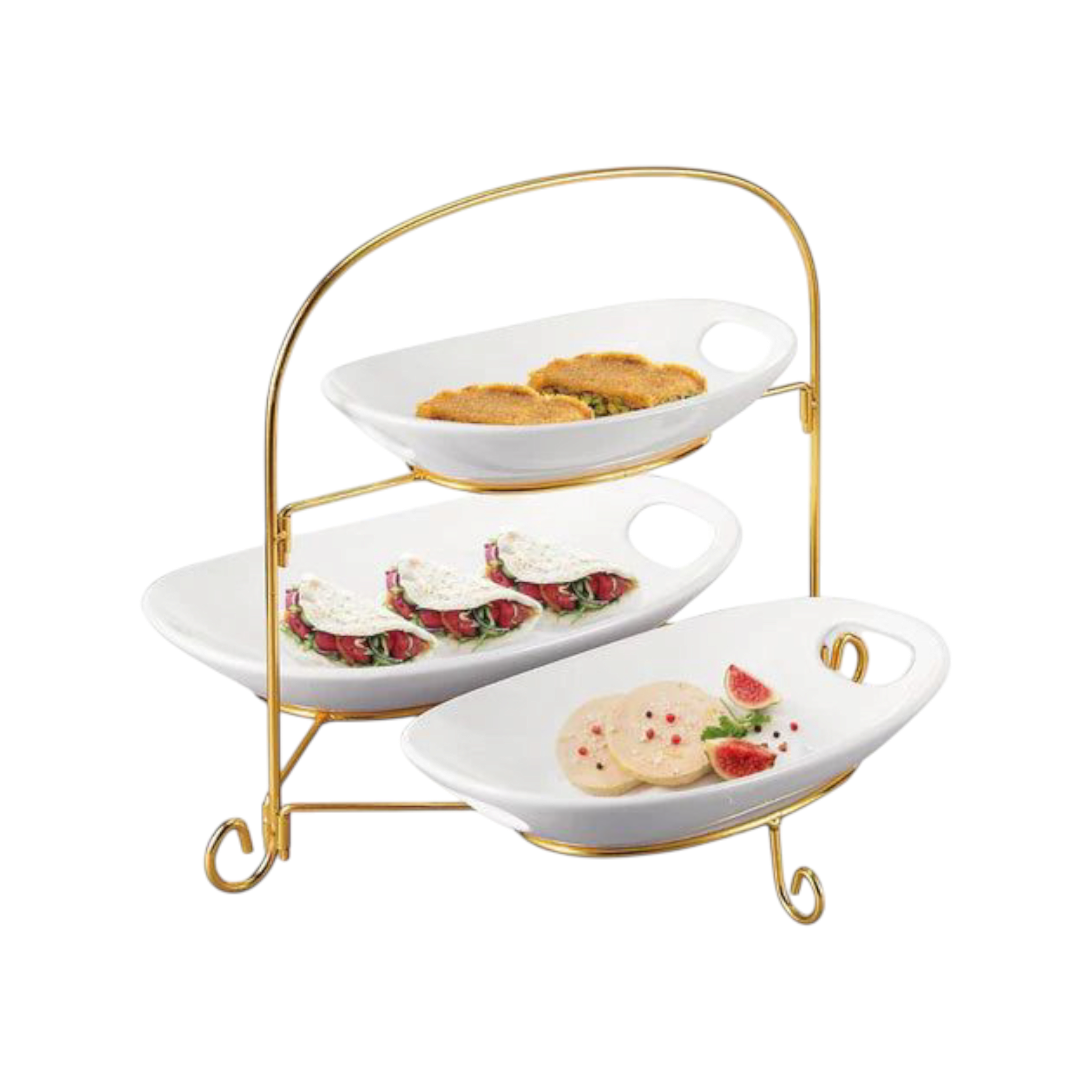 3-Tier Plate Set with Gold Stand