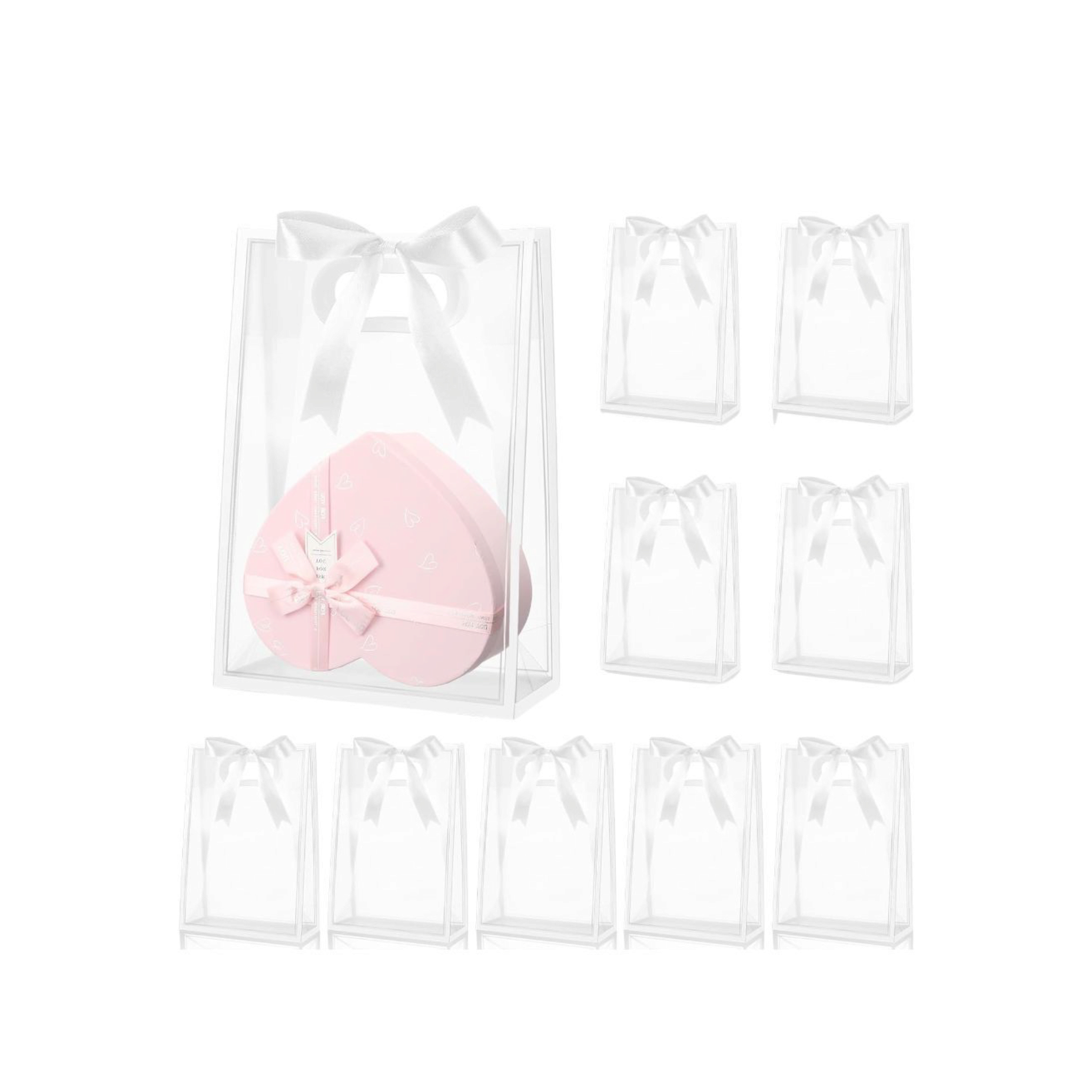 PVC Boutique Gift Shopping Bags with Color Border & Die Cut Handle 35x24x10cm