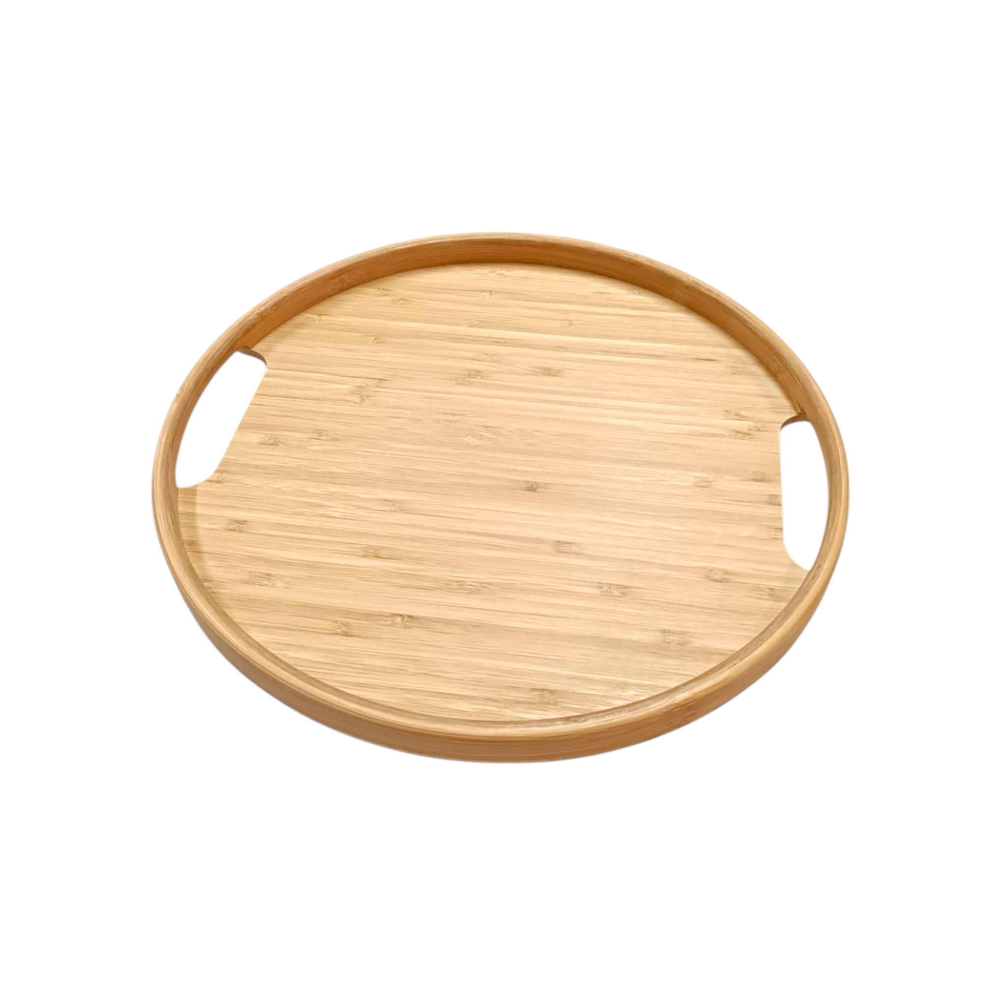 Round Bamboo Wooden Serving Trays Light Brown