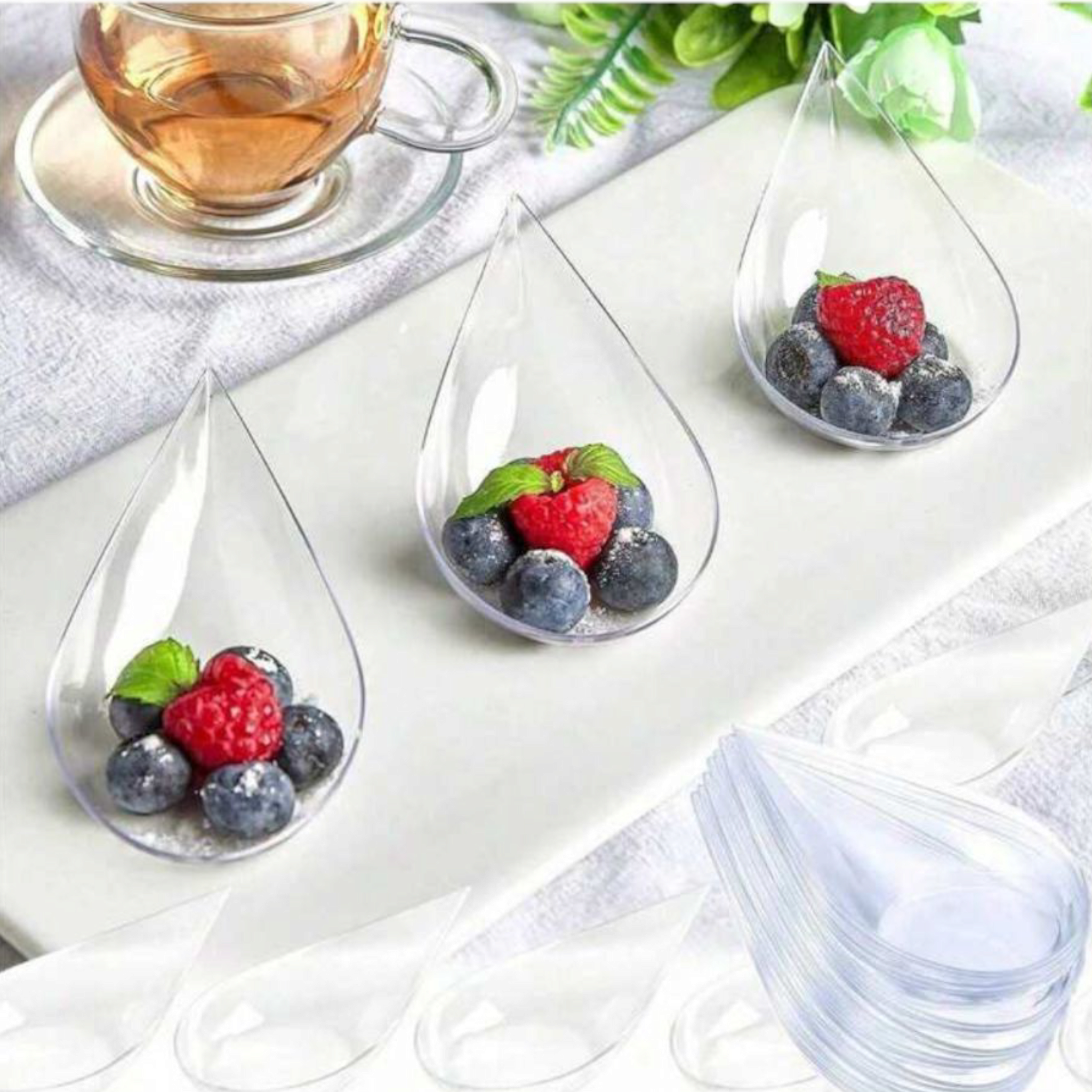 Acrylic Tear Drop Shaped Reusable Dessert Cup 10x5x2.8cm 10Pcs