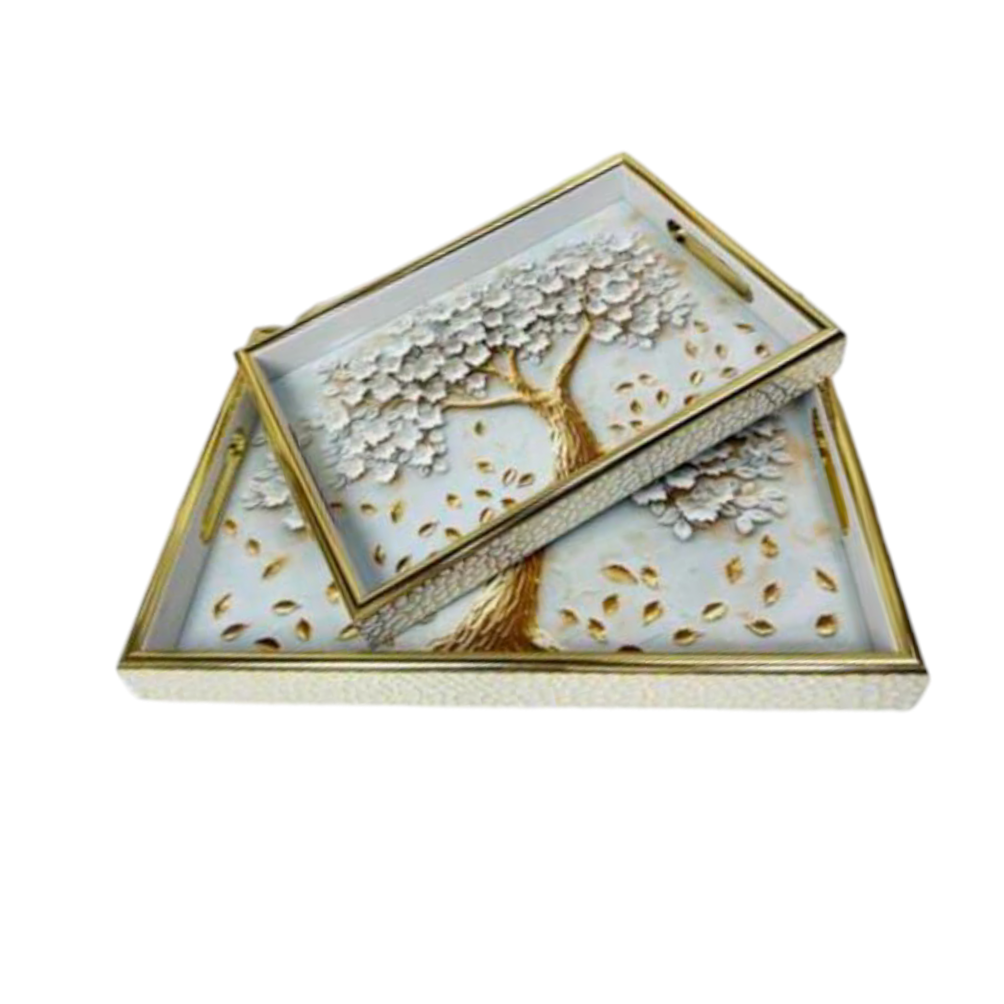 Rectangular White Evidea Kitchen Tree of Life Patterned Tray