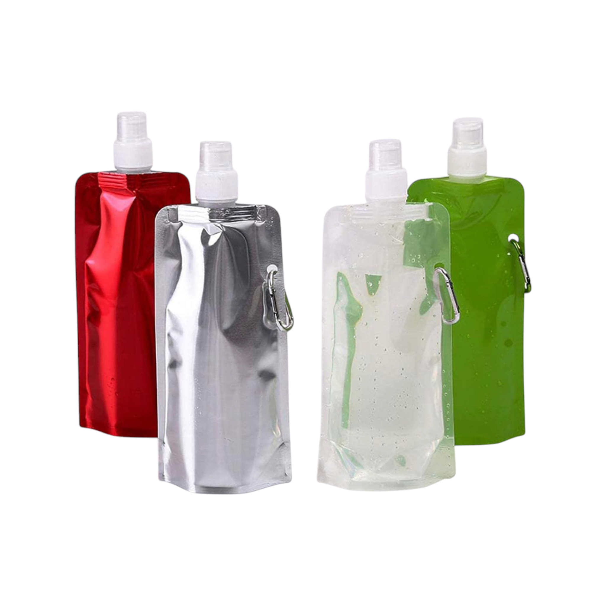 500ml Travel Drinking Pouch Bag Foldable with Pushup Spout & Hanging Clip