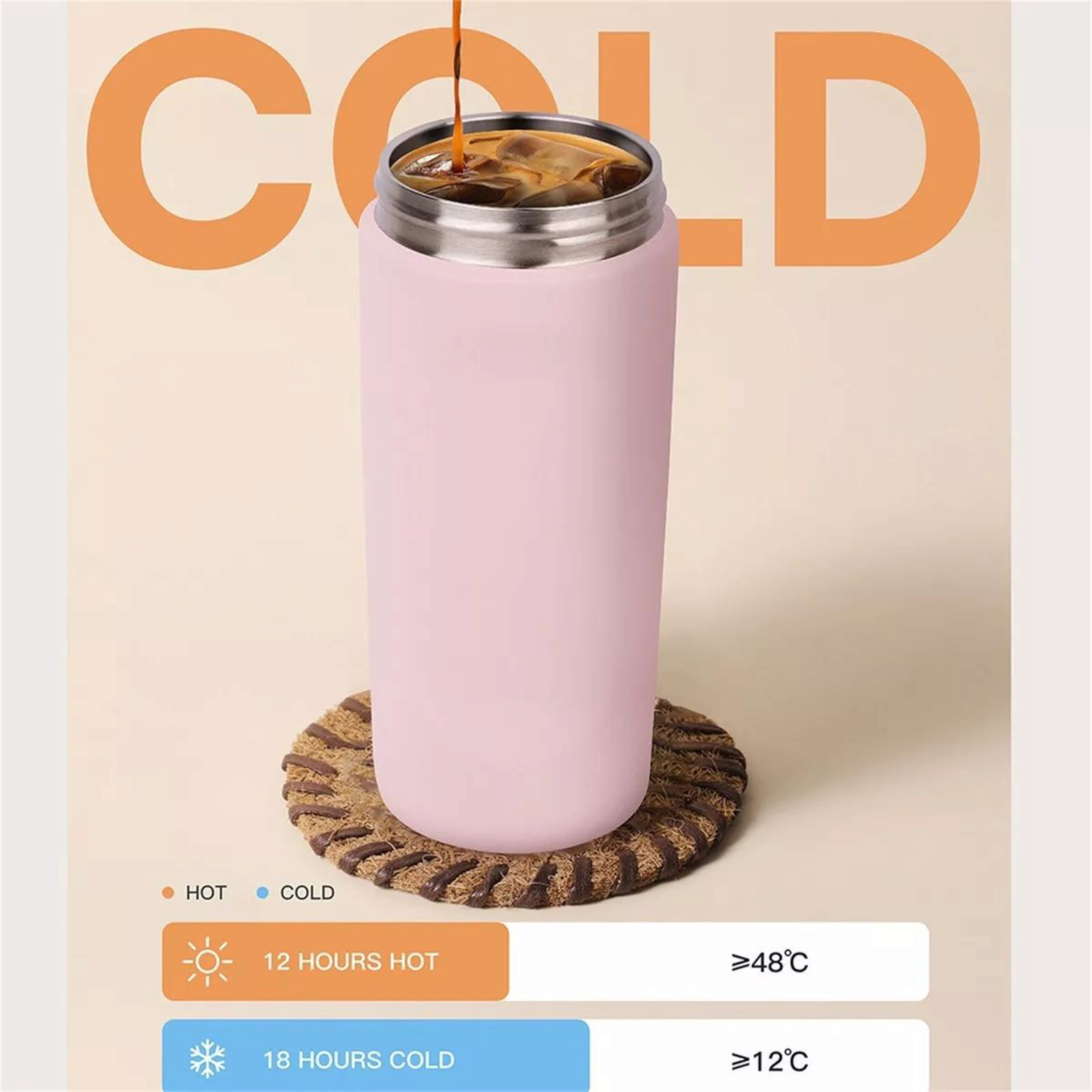 960ml Aqua Stainless Steel Double-Layer Insulated Water Bottle -1pc