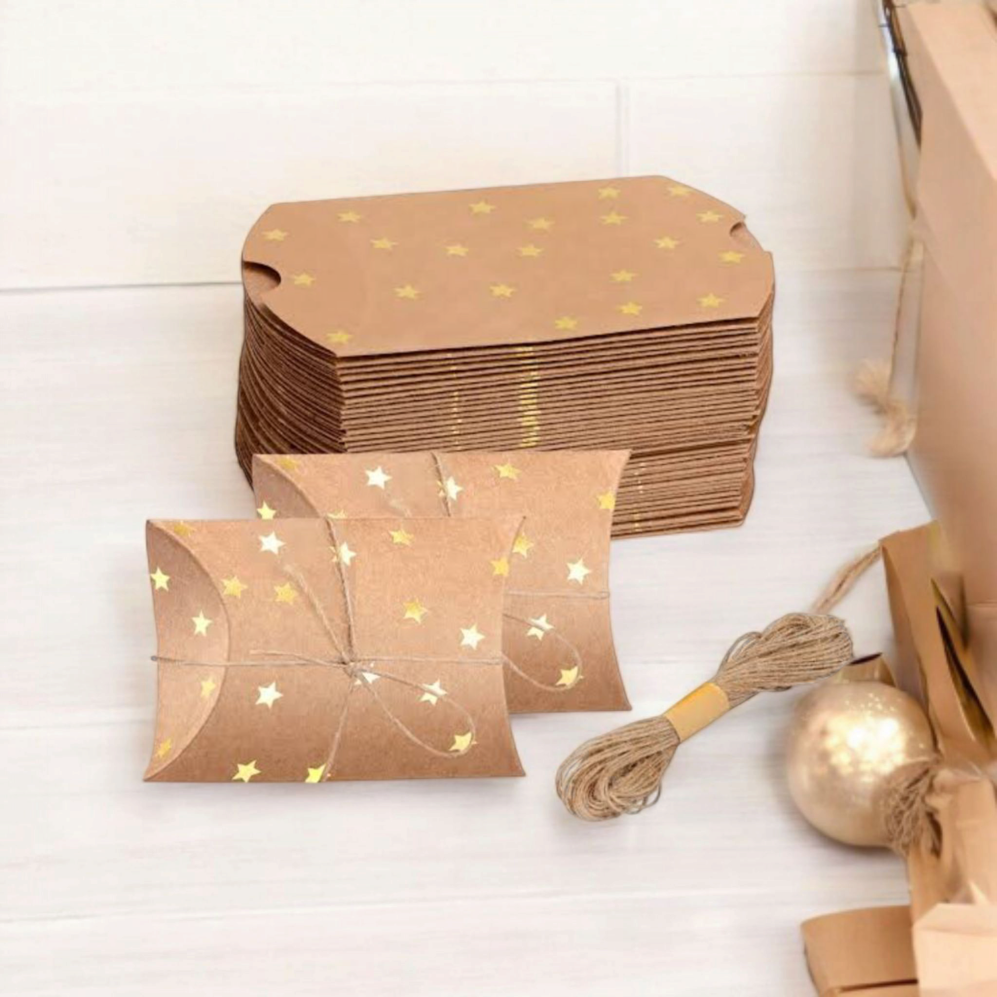 Natural Kraft Pillow Gift Box 15 x 13.5cm 2 Pack