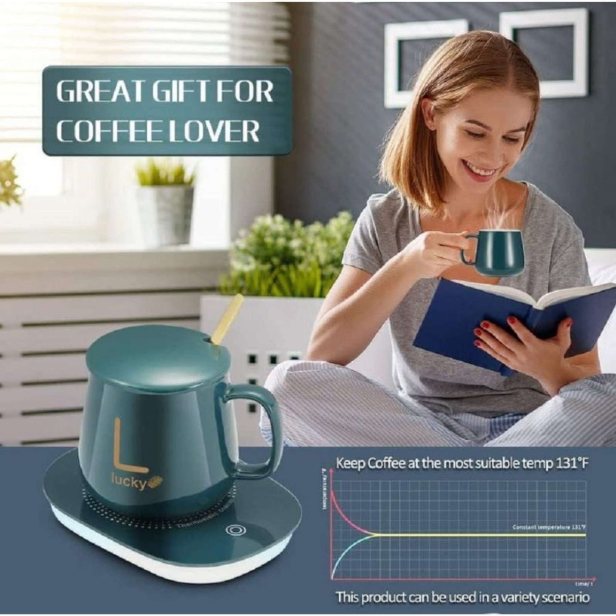 Smart Ceramic Thermostatic Coffee with lid and Spoon Gift Set Dad