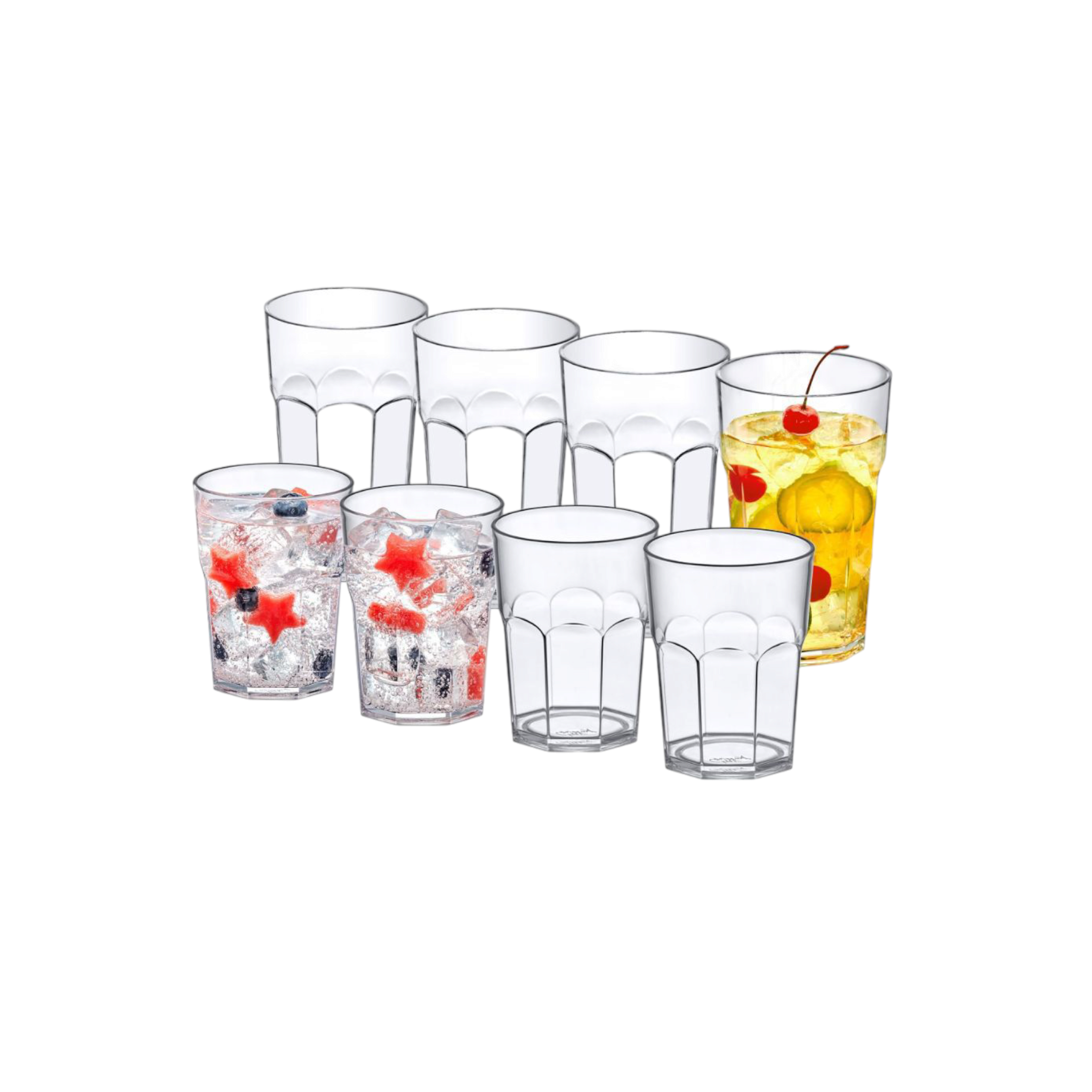 Acrylic Plastic Faceted Reusable Dessert/ Drinking Cups 200ml 10pack