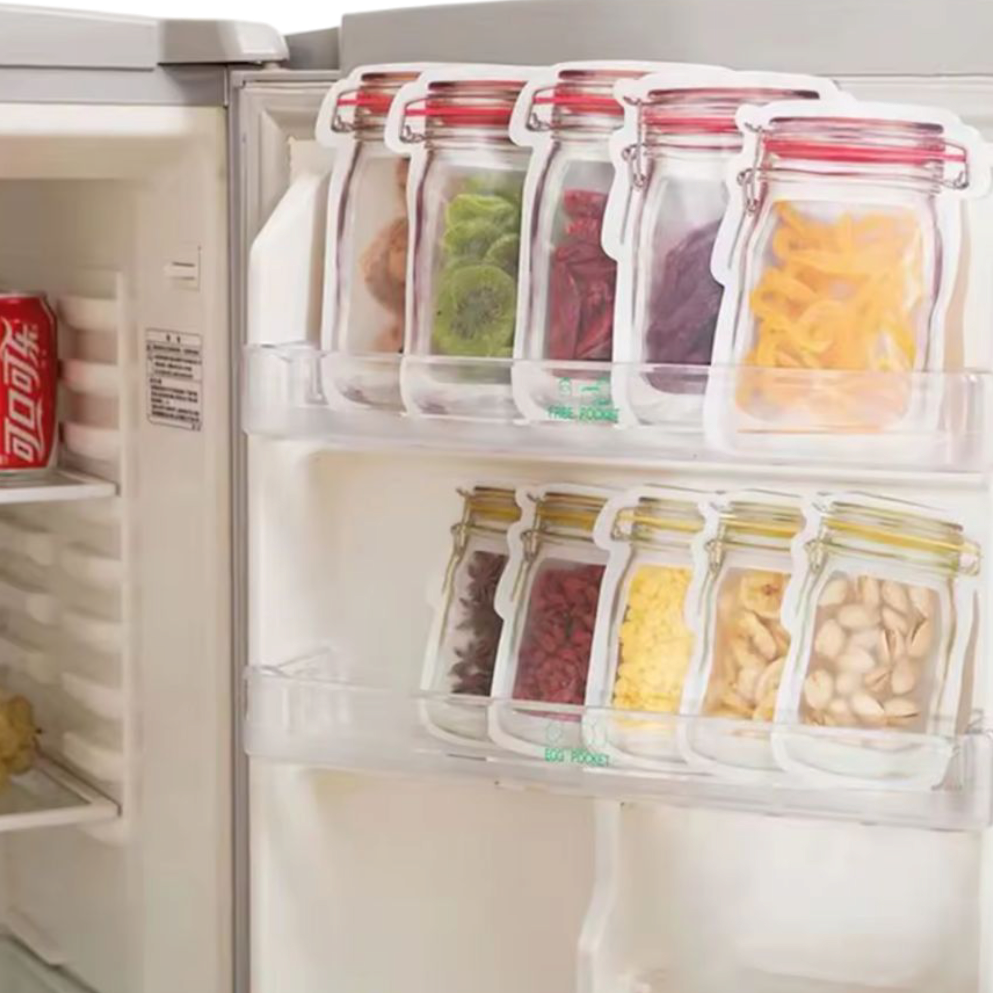 Food Packaging Zip pouches Bag with Clear Window Flat lay Food Saver 12pack