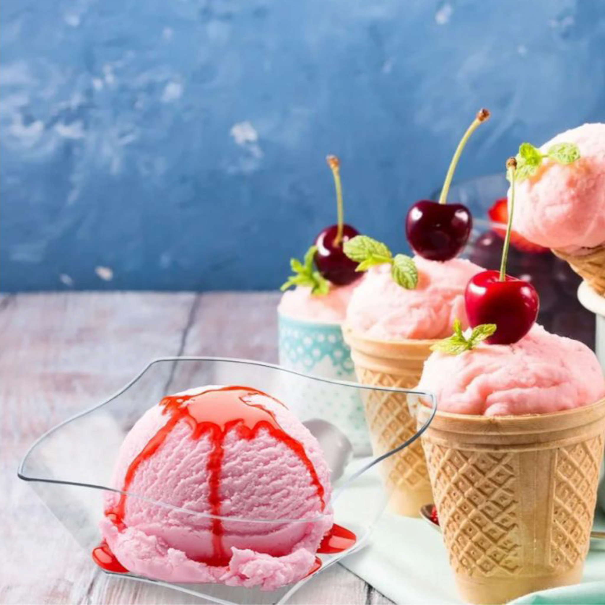 Acrylic Wavy Mini Reusable Dessert Plates 148ml 10pack 9x9x3.5cm