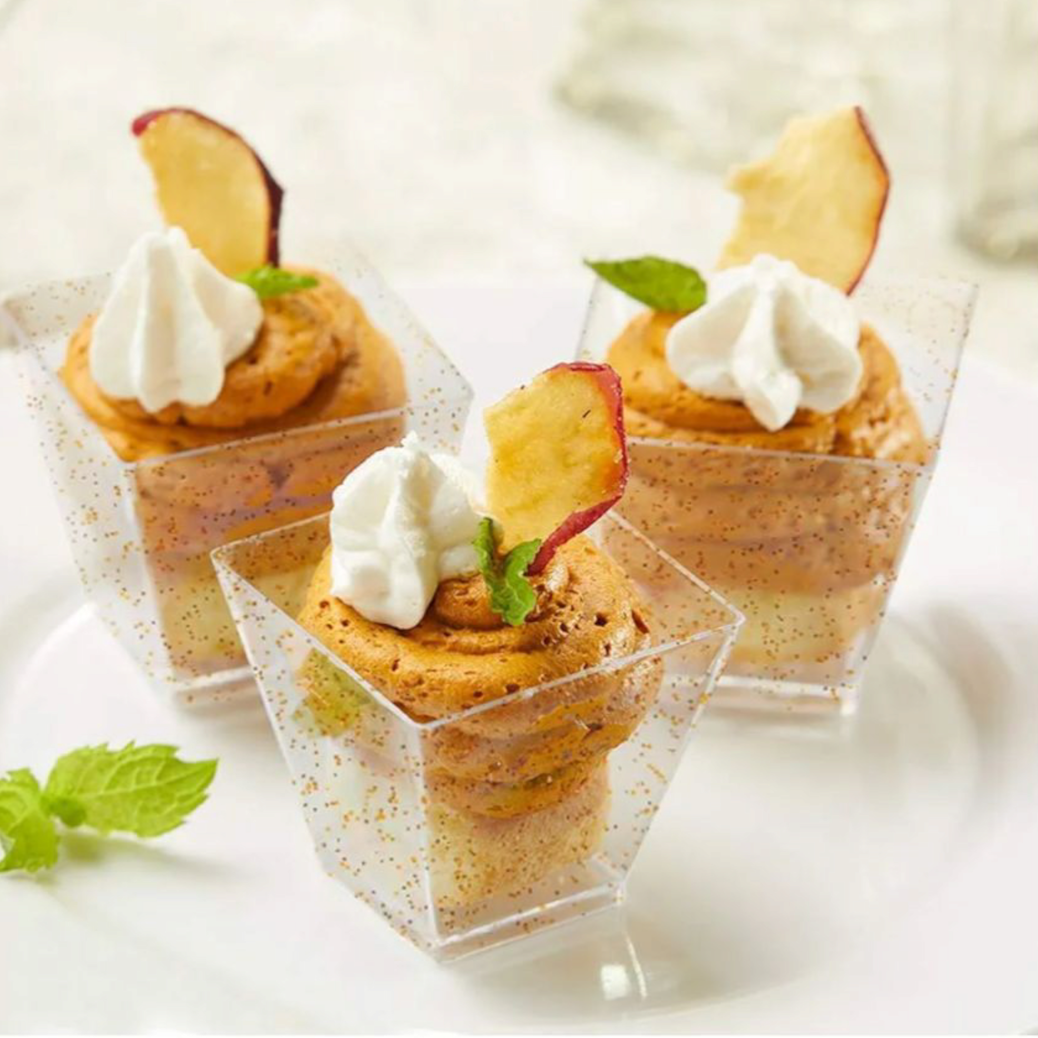 Acrylic Plastic Mini Square Gold Glitter Parfait Reusable Dessert Cups 60ml 10Pcs 5x2.8x4.5cm
