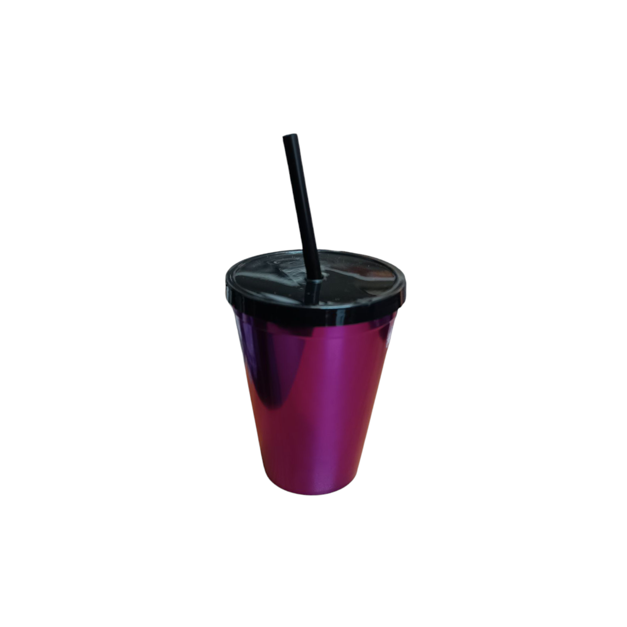420ml Reusable Metallic Drinking Cup Tumbler with Lid & Straw
