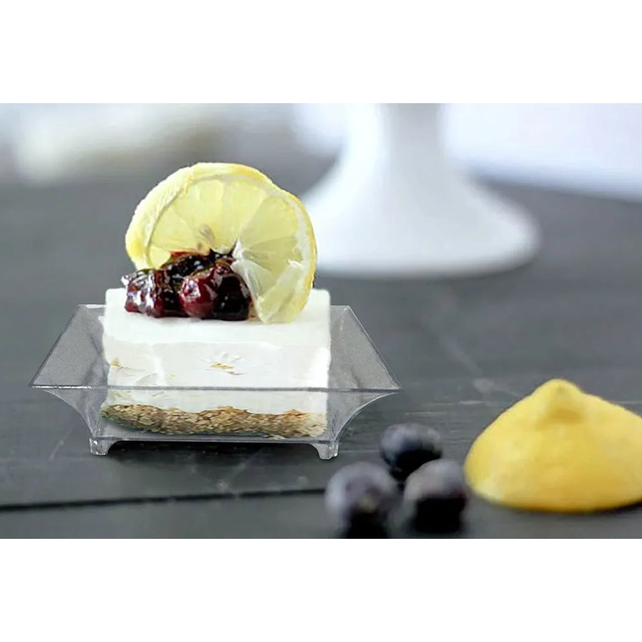 Acrylic Mini Square Reusable Dessert Cup 6.1x4.5x1.6cm 10Pcs