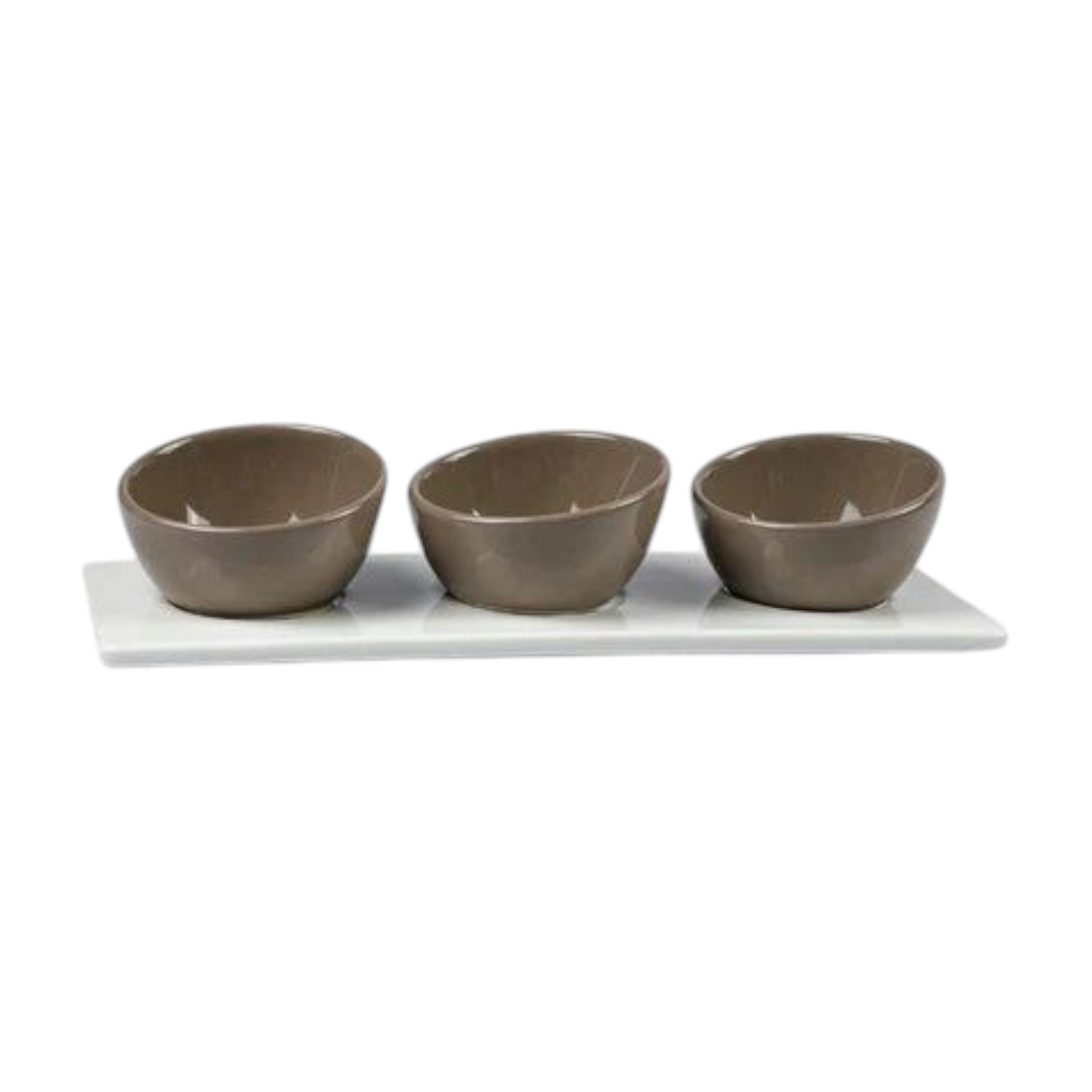 3-Piece Condiment Serving Bowl Set with Tray
