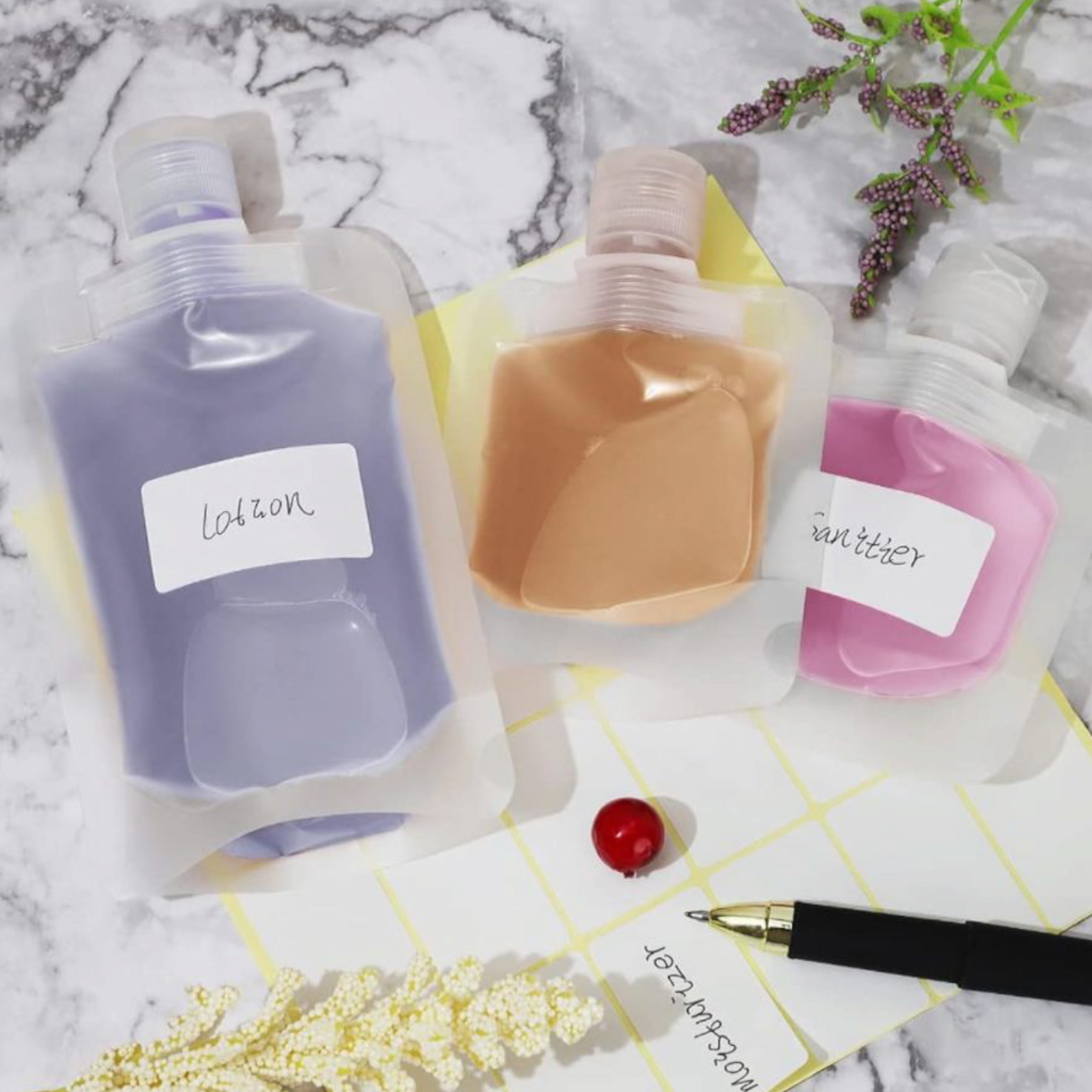 Food Grade Travel Cosmetic Lotion Shampoo Liquid Pouch Bag Sub-Packaging Clear