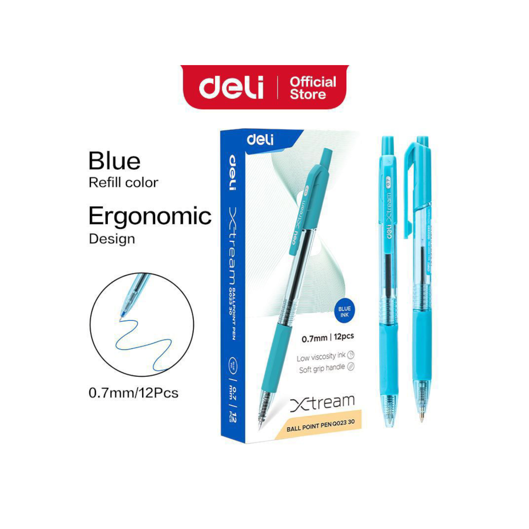 Deli Ball Point Pen Bullet Tip 0.7Mm Blue 1pc