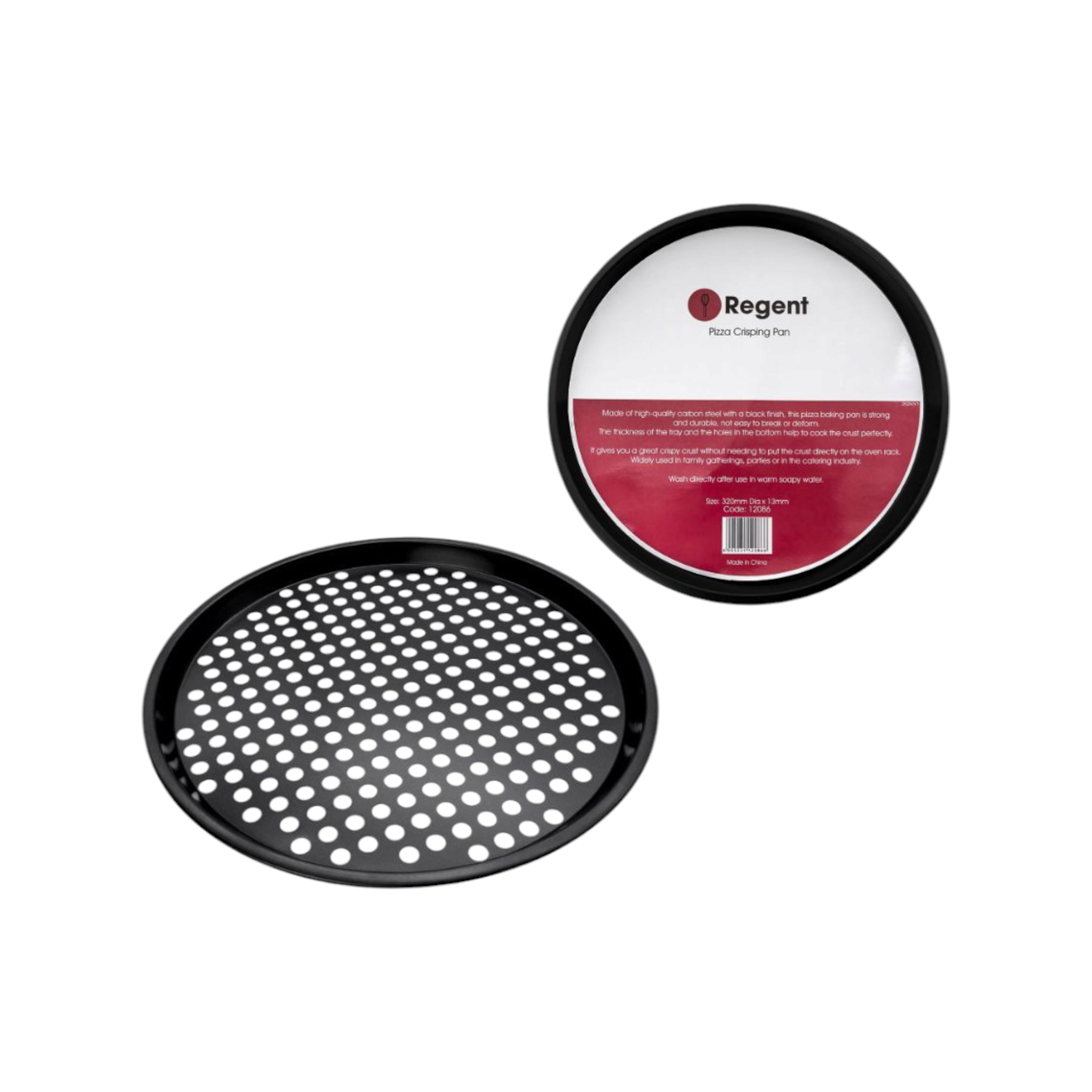 Regent Bakeware Pizza Crisping Baking Pan - Carbon Steel Non-Stick Coated 15x320mm