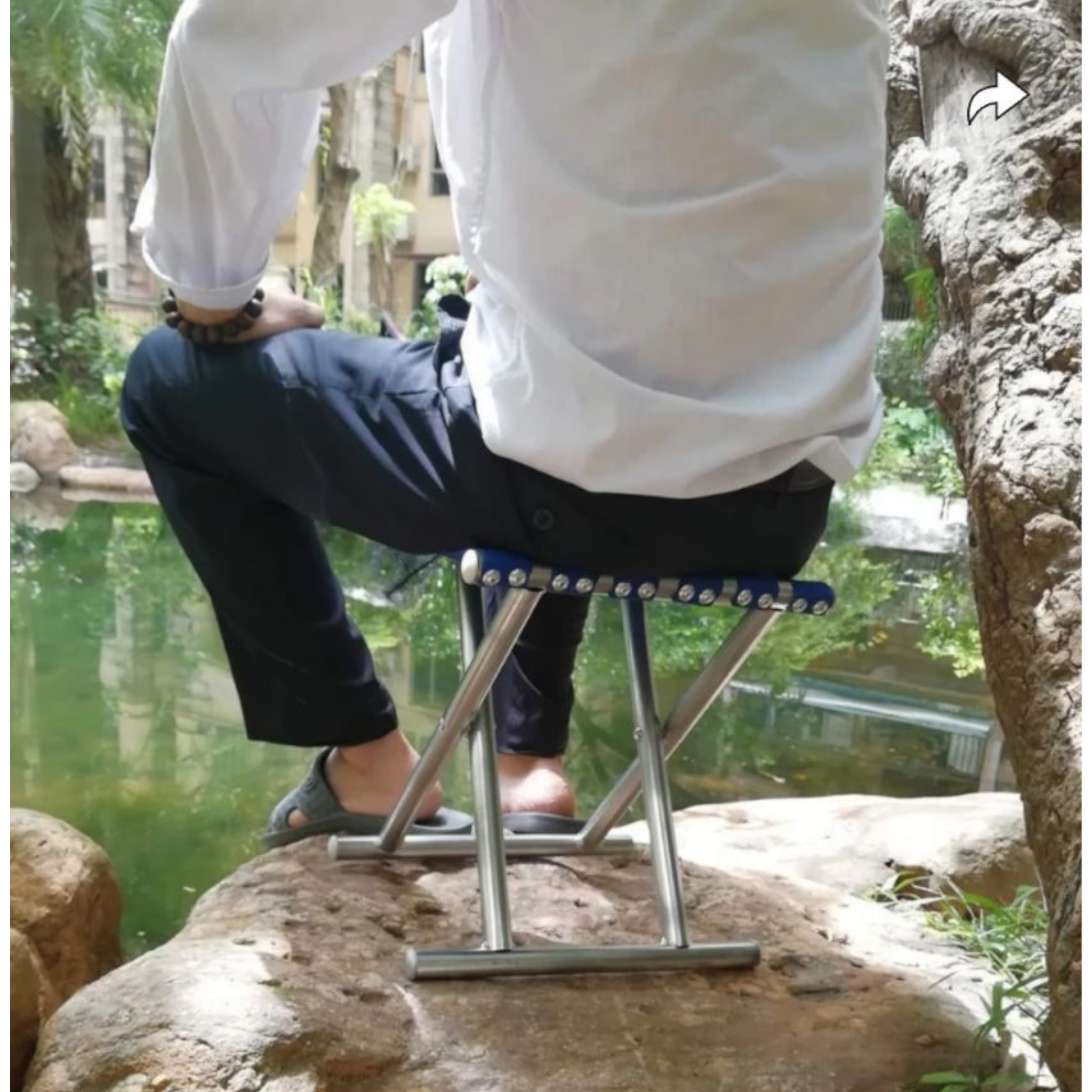 Portable Camping Steel Folding Stool 24x28x24cm