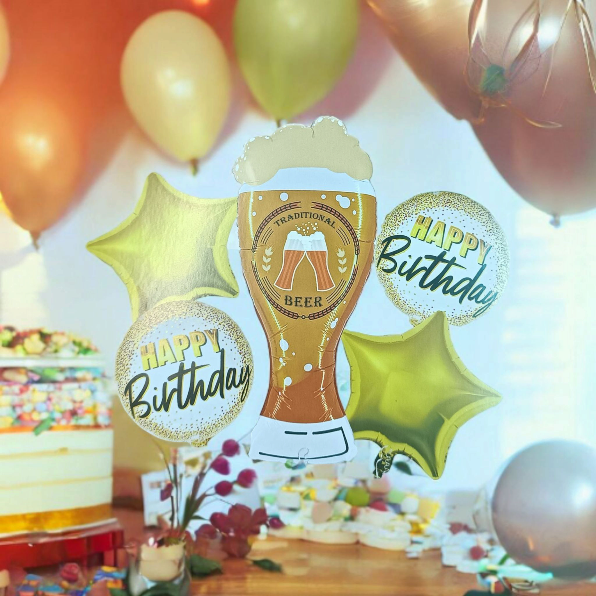 Happy Birthday Traditional Beer Balloon 5pcs Set