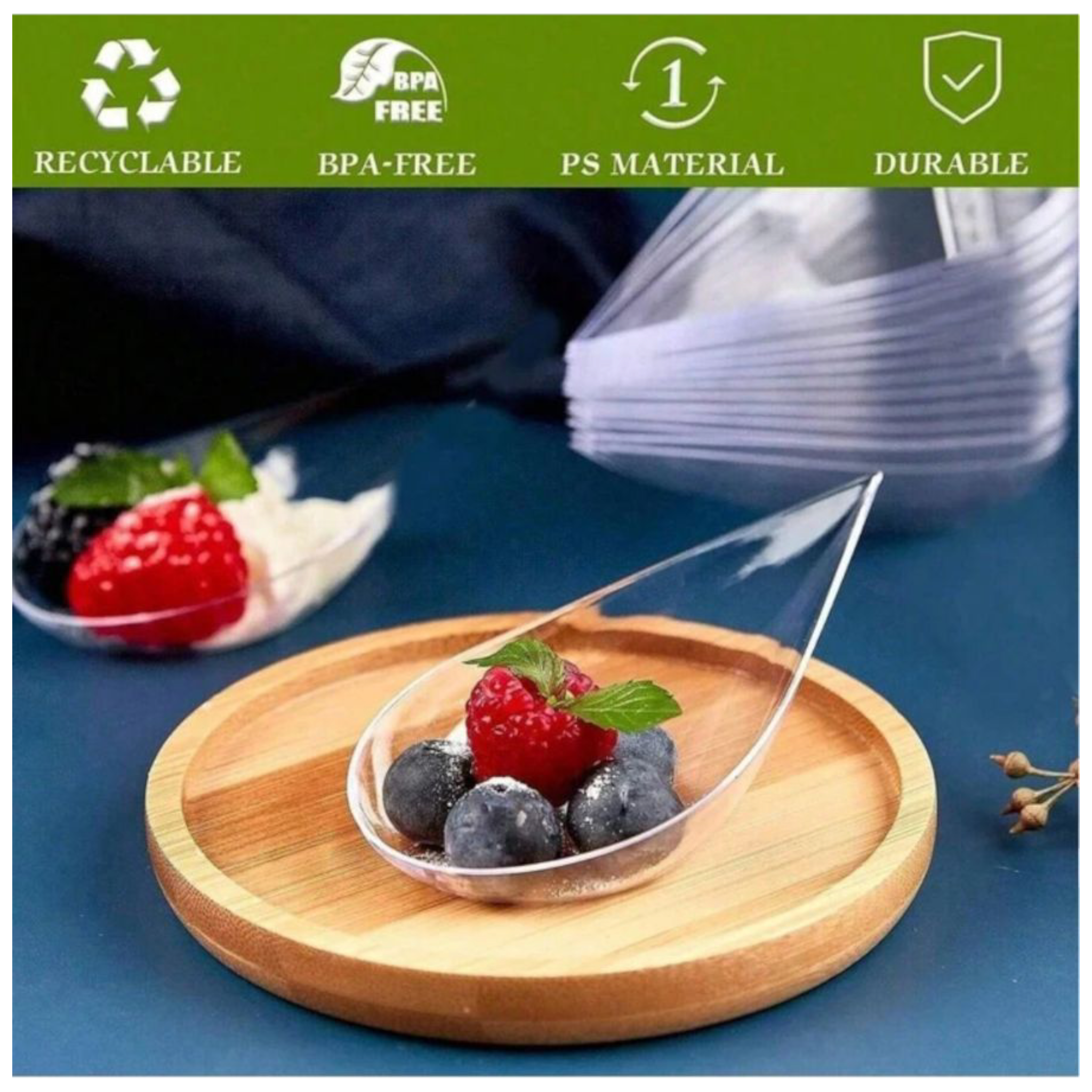 Acrylic Tear Drop Shaped Reusable Dessert Cup 10x5x2.8cm 10Pcs