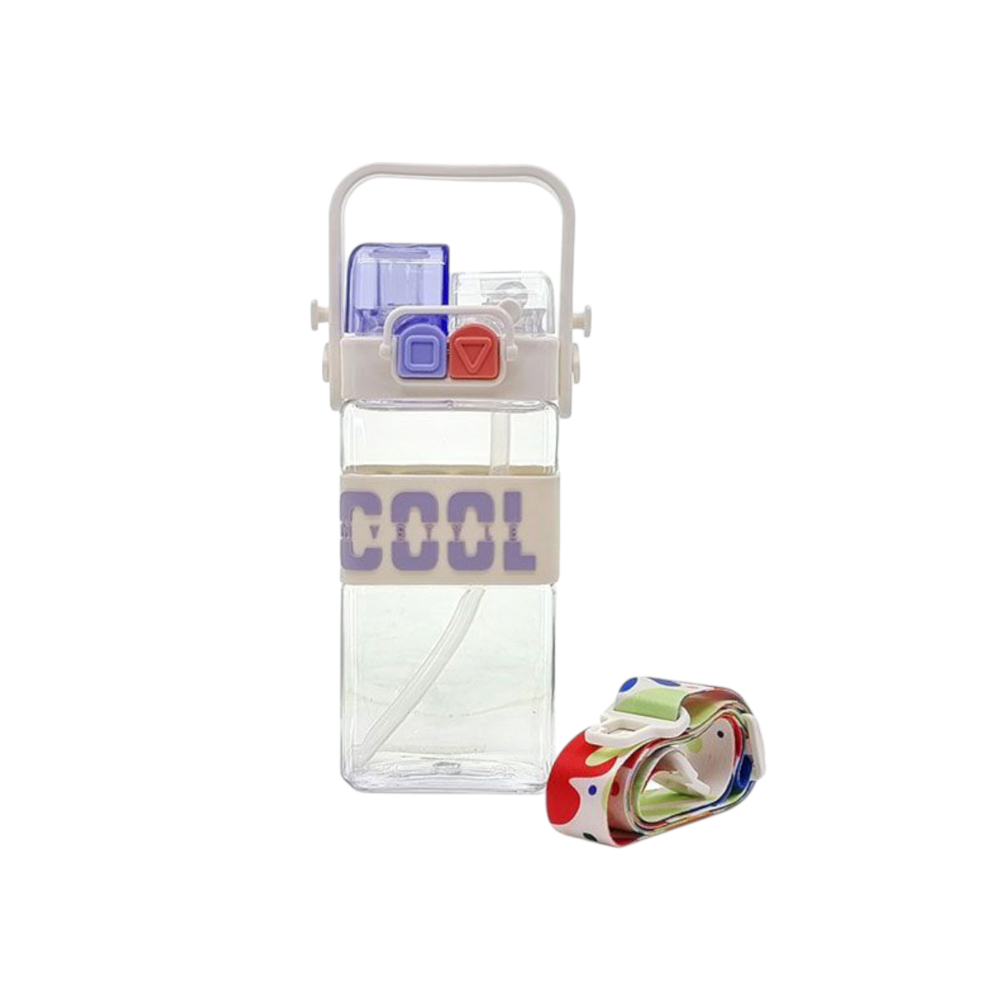 Cute Double Drinking Water Bottle Portable 2 in 1 with Straw 520ml