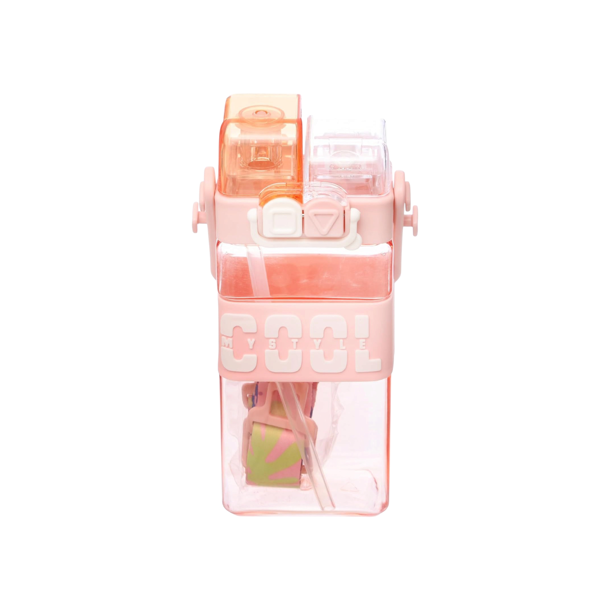 Cute Double Drinking Water Bottle Portable 2 in 1 with Straw 520ml