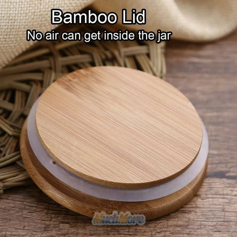 Borosilicate Glass Canister Storage Jar Round with Wooden Lid