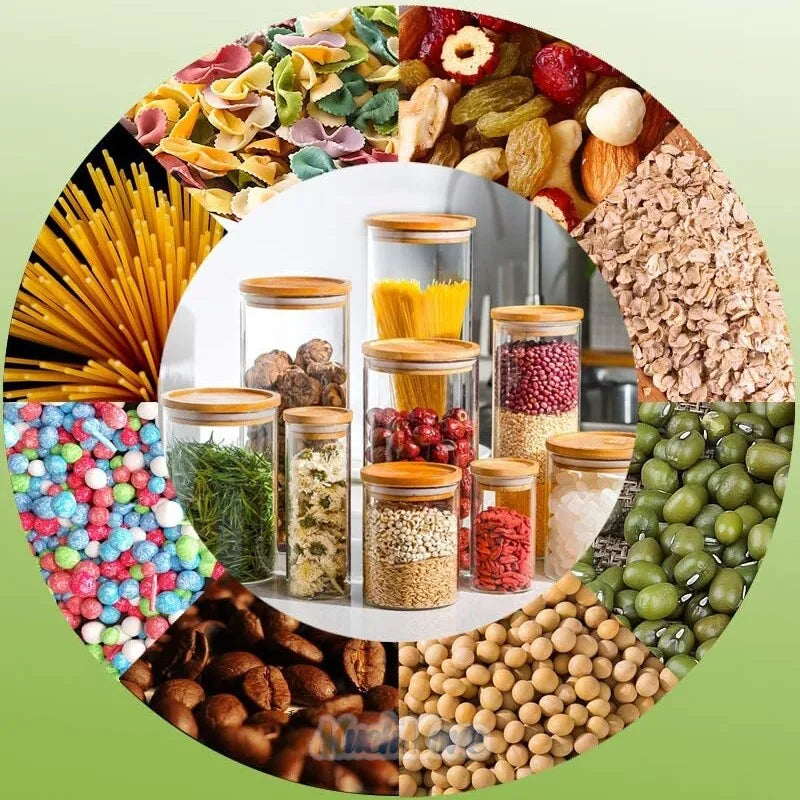 Borosilicate Glass Canister Storage Jar Round with Wooden Lid