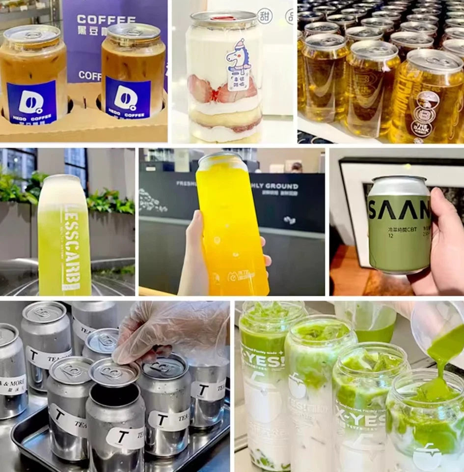 Automatic Can Sealing Machine Non Rotary - for Food Grade Plastic Drinking Clear Can Bottle