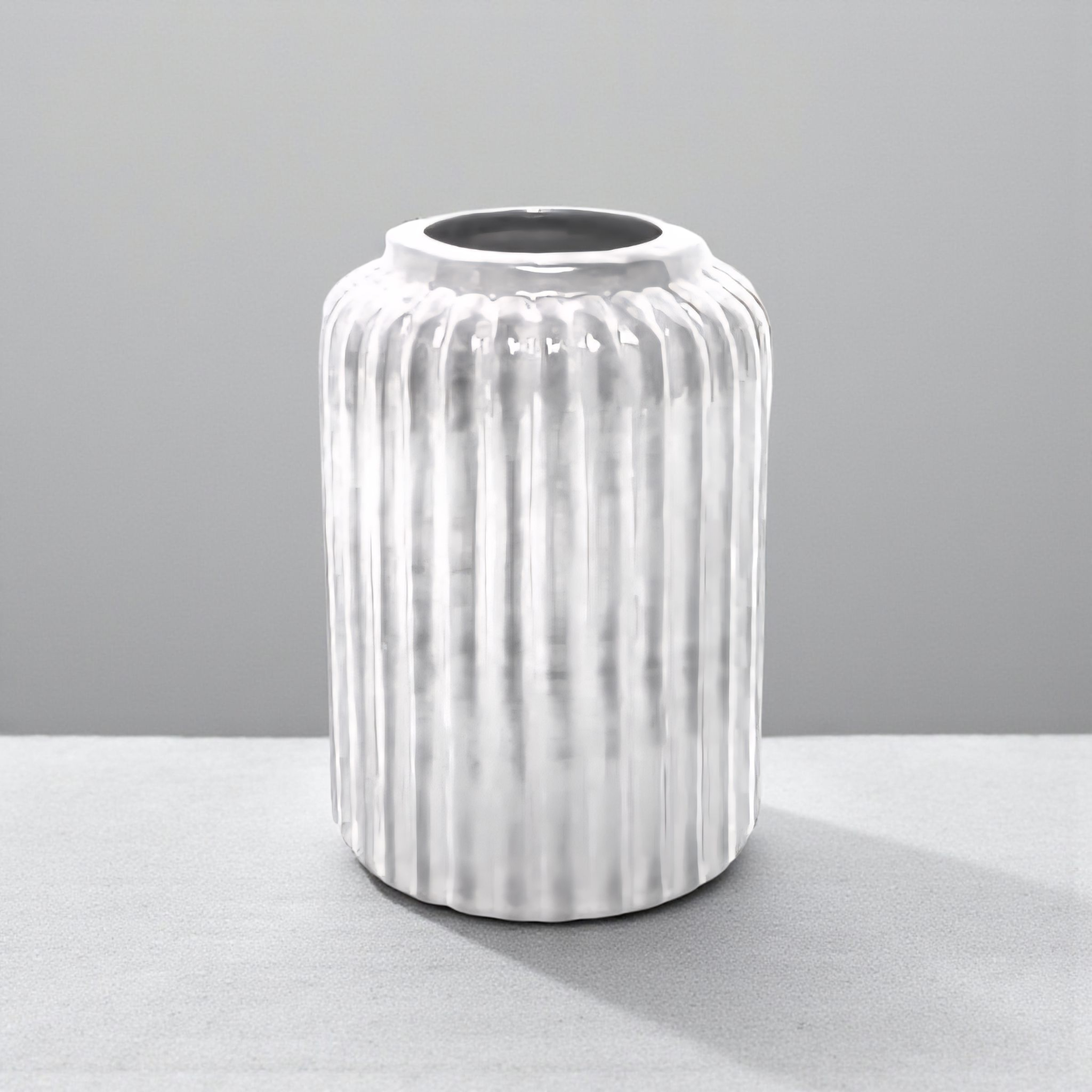Vase Louise Ribbed Bottle Base 25.5x11cm White