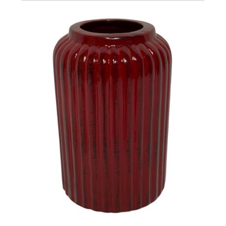 Vase Louise Ribbed Bottle Base 25.5x11cm Red