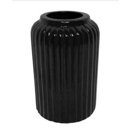 Vase Louise Ribbed Bottle Base 25.5x11cm Matte Black