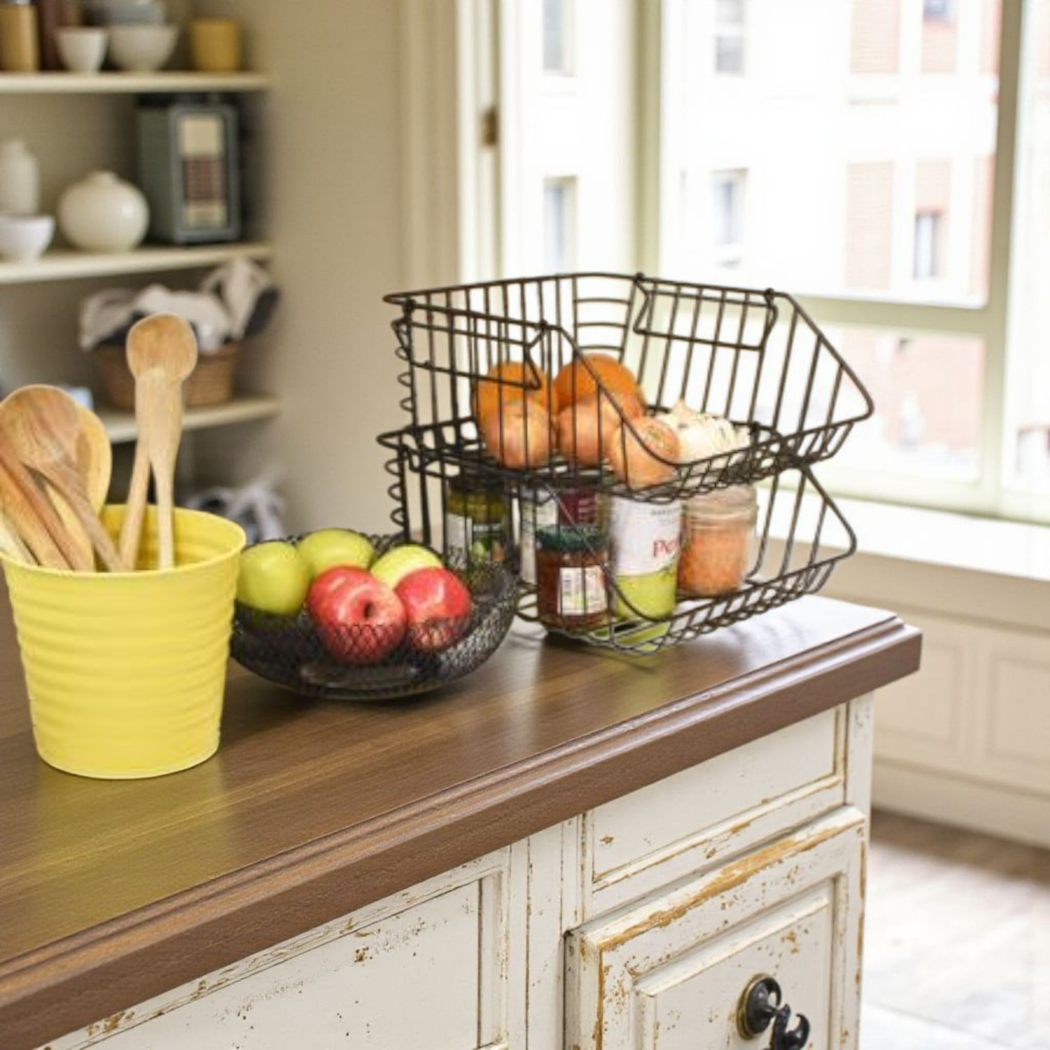 Food Storage Metal Basket Black Stackable 30x27x14cm 21857