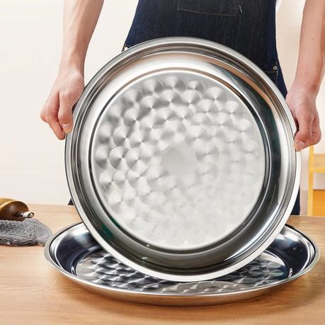 Serving Tray Deep 25m Round Stainless Steel MV6158