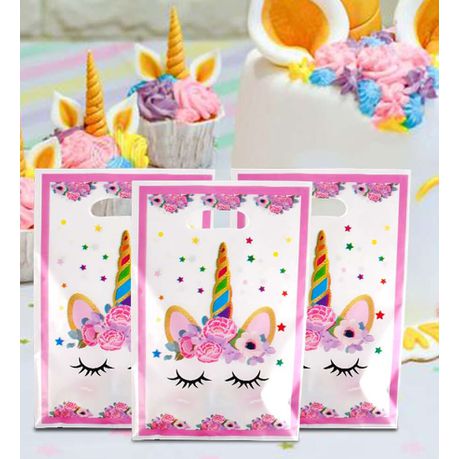 Party Loot Printed Plastic Bags 16x25cm 10pack Die Cut Handle