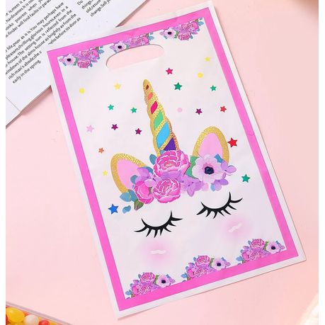 Party Loot Printed Plastic Bags 16x25cm 10pack Die Cut Handle