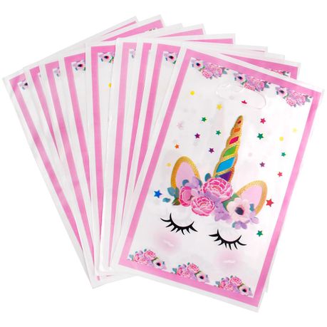 Party Loot Printed Plastic Bags 16x25cm 10pack Die Cut Handle