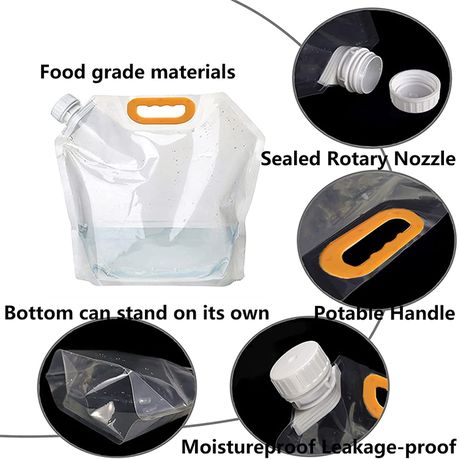 Stand-Up Beverage Carry Pouch Bag Clear 2.5L Food Grade Clear with Side Spout 21x26+10cm