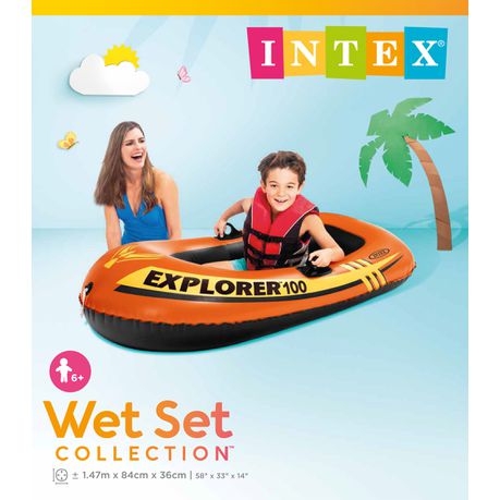 Intex Boat Explorer 100 1-Person Boat - Orange 147x84x36cm