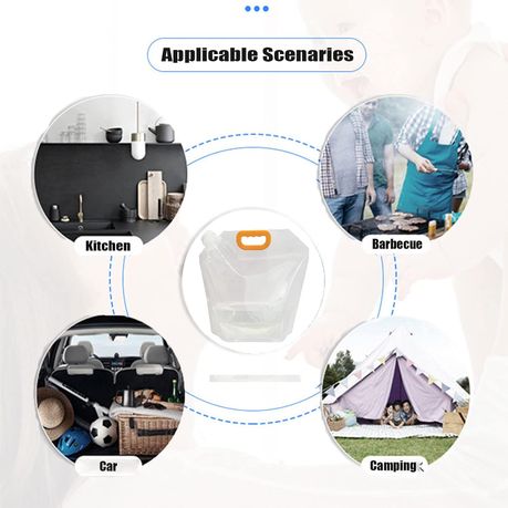 Stand-Up Beverage Carry Pouch Bag Clear 2.5L Food Grade Clear with Side Spout 21x26+10cm