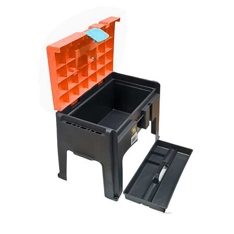 Big Jim Step Stool Toolbox 3-in-1 with Orange Lid
